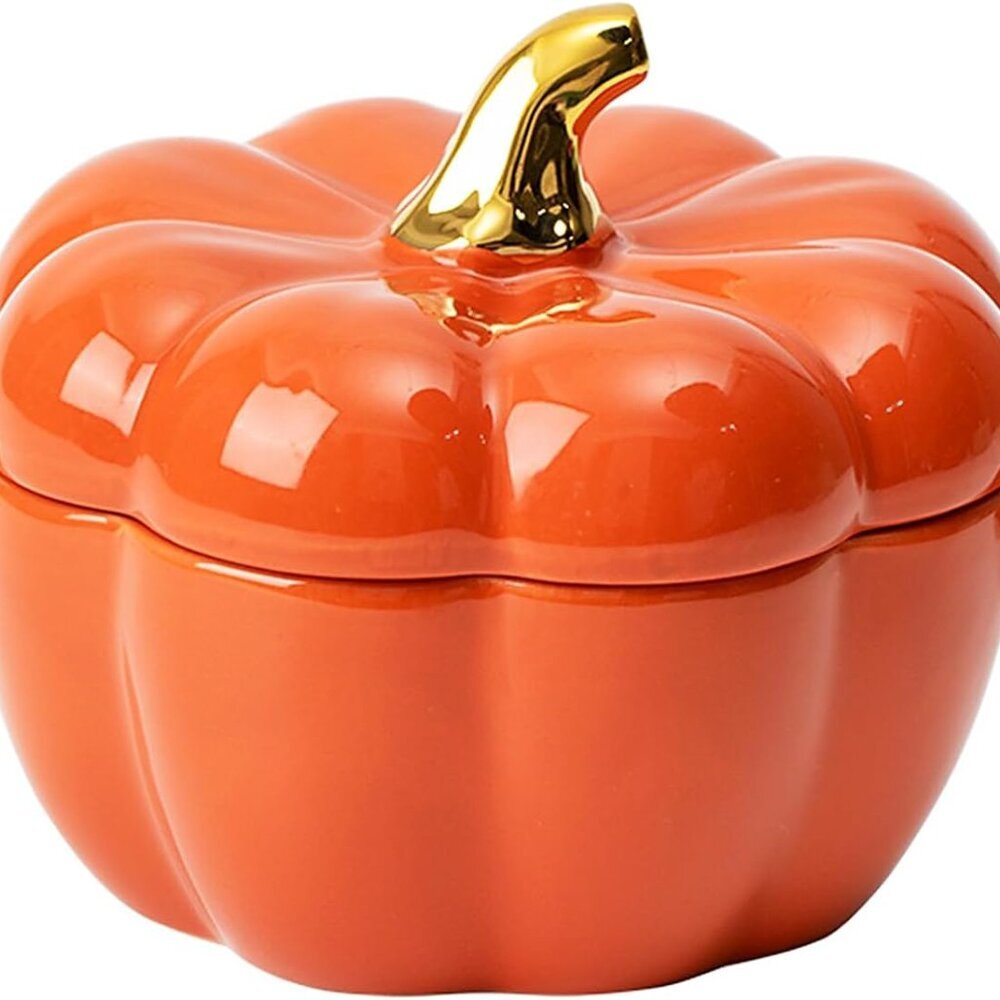 Dutch Oven Pot with Lid, Pumpkin Pottery Dessert Saucepan, Mini Baking Dish Cute